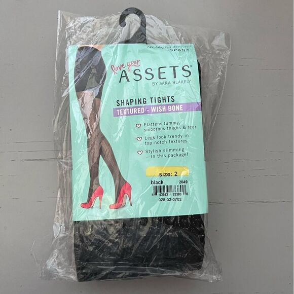 Spanx Assets Women Size 2 Black Textured Wishbone 125-155 LBS Slimming Tights - Picture 1 of 2